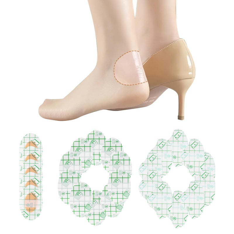 100Pcs Heel Protectors for Blisters, Self Adhesive Invisible Transparent Sticker, Light Thin Waterproof Sweat Absorbing Anti Wear Friction Foot Care Protector Skin Tape